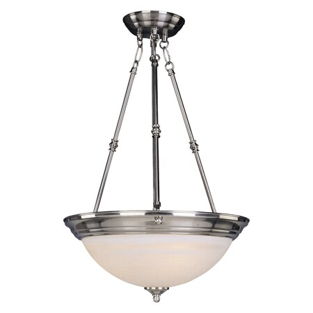 Maxim Three Light Satin Nickel Marble Glass Up Pendant 5845MRSN